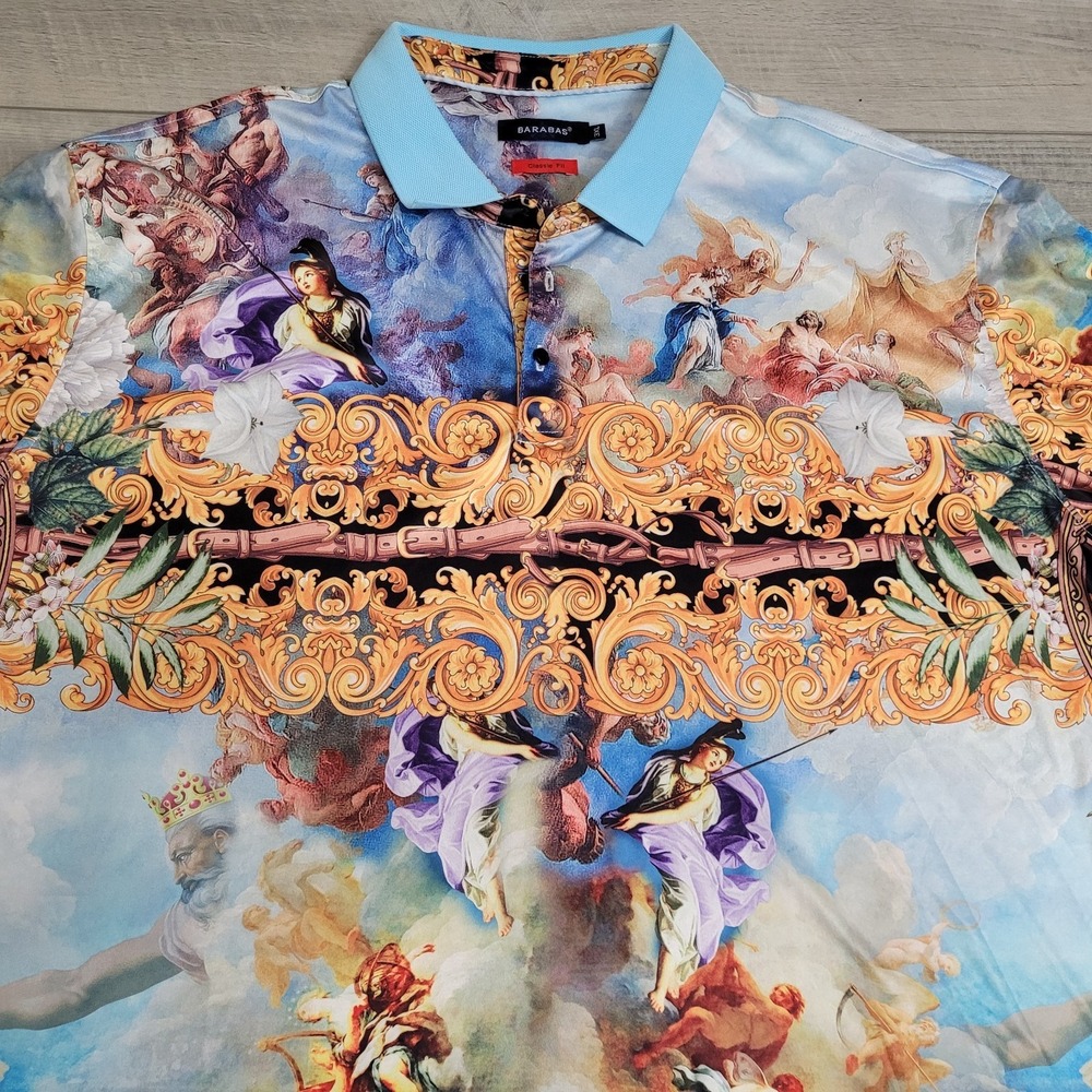 Barabas Shirt Men's 3XL Baroque/Renaissance Print Classic Fit Polo Golf Casual